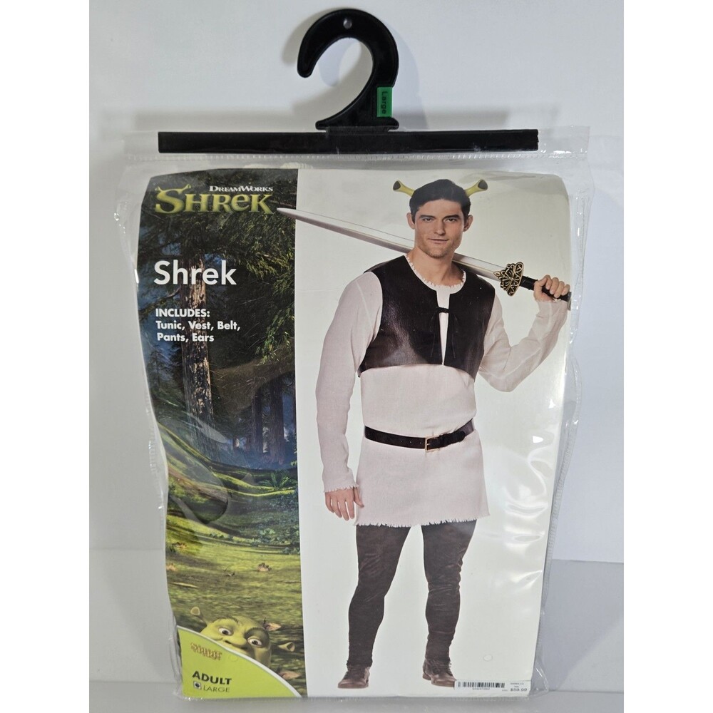 Spirit Halloween Adult Shrek Costume Large Open Box Official DreamWorks Complete